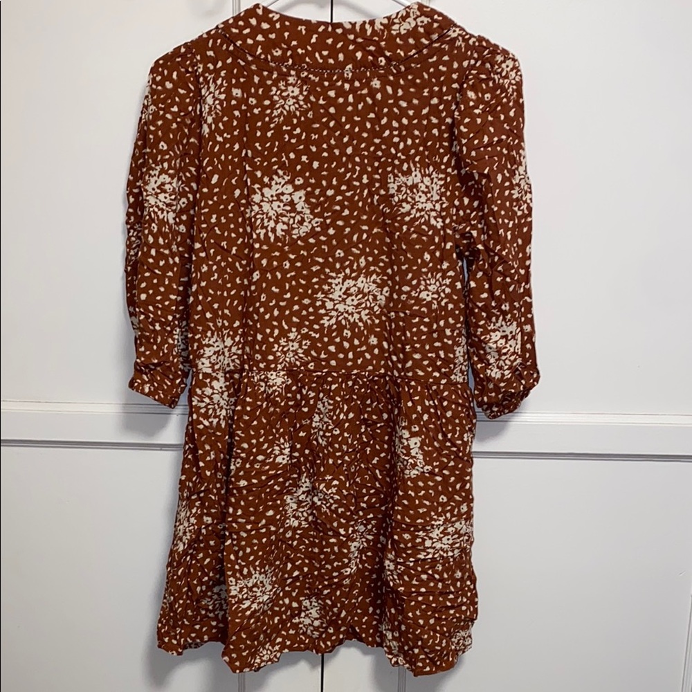 Knox Rose XS Loft Brown White Patterned Blouse - Picture 4 of 14
